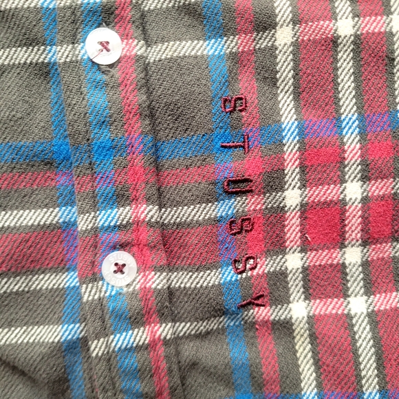 Stussy men's flannel shirt size S button down checked long sleeve fall cotton - Picture 6 of 13